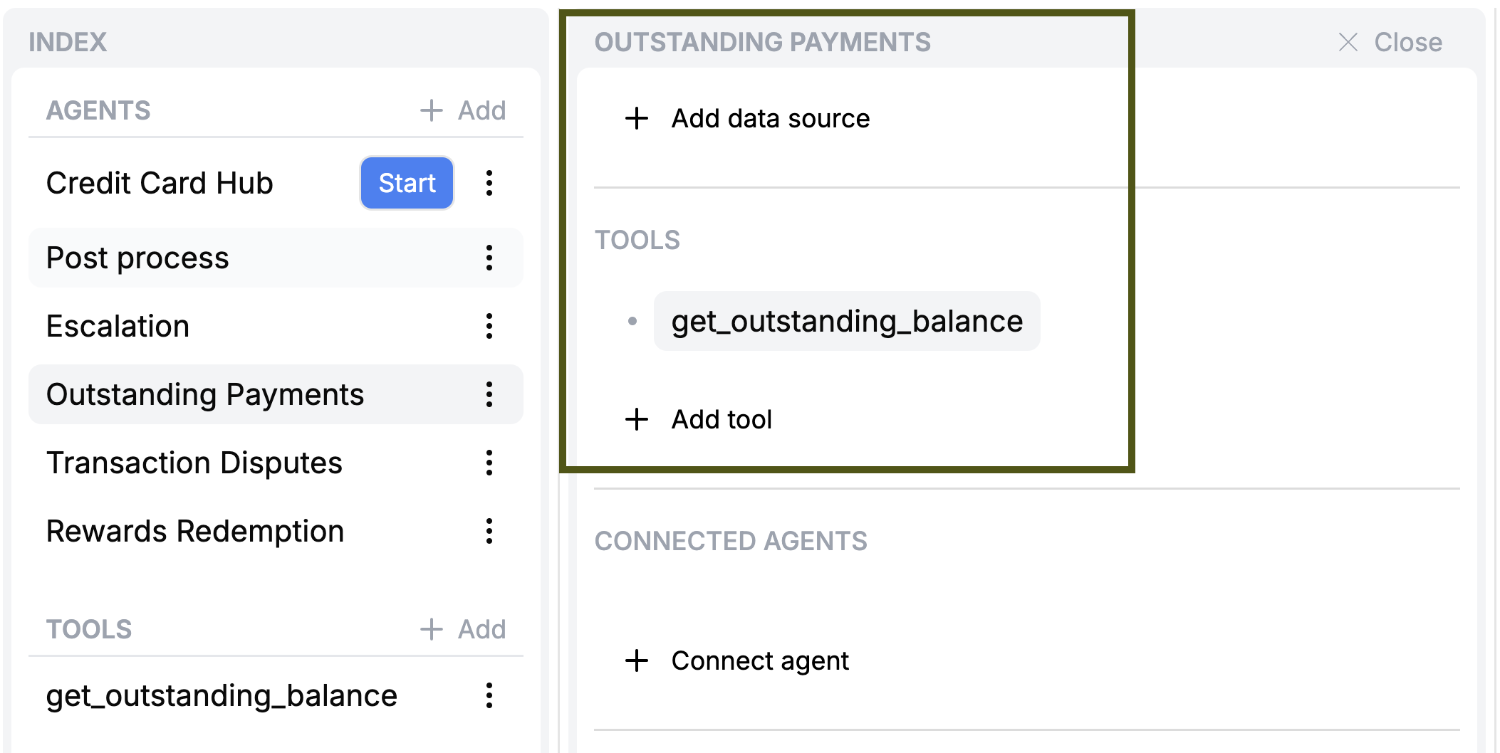 Inspect Agent Tool Connections